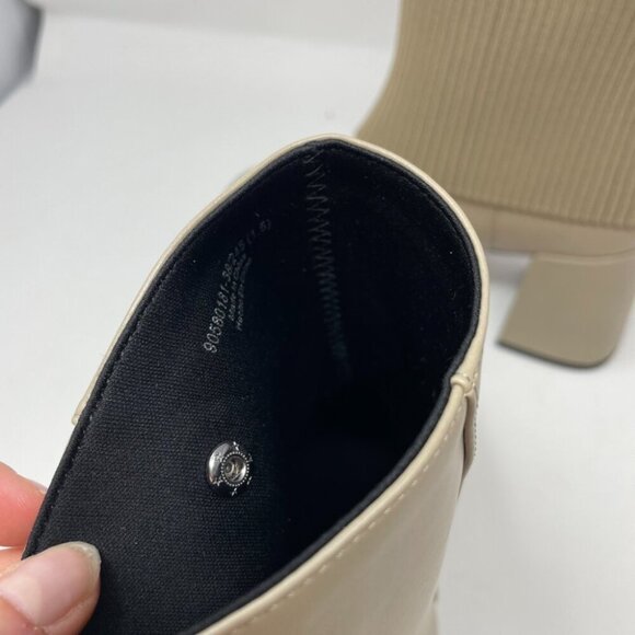 Charles & Keith Evie Knitted-Sock Ankle Boots Taupe Beige Size 8 - Picture 12 of 15